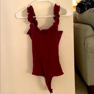 Maroon bodysuit tank